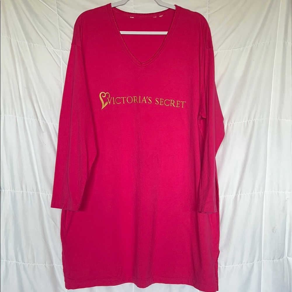 Victoria’s Secret Barbie Pink Jersey Knit Sleep Shirt OS Embroidered Logo
